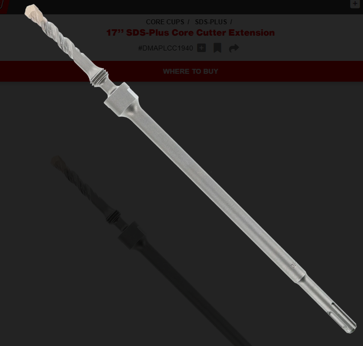 Diablo Tools DMAPLCC1940 17’’ SDS-Plus Core Cutter Extension - Edmondson Supply