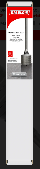 Diablo Tools DMAMXCC5044 3-9/16" x 17" x 22" SDS-Max Carbide Tipped Core Bit - Edmondson Supply