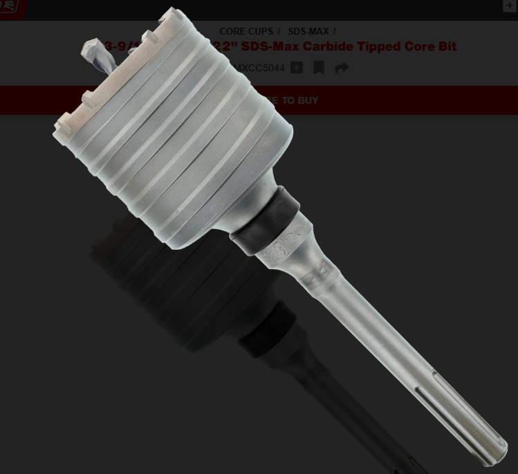 Diablo Tools DMAMXCC5044 3-9/16" x 17" x 22" SDS-Max Carbide Tipped Core Bit - Edmondson Supply