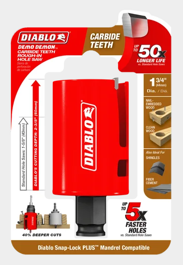 Diablo Tools DHS1750CTR 1-3/4" Demo Demon® Carbide Teeth Rough-In Hole Saw - Edmondson Supply