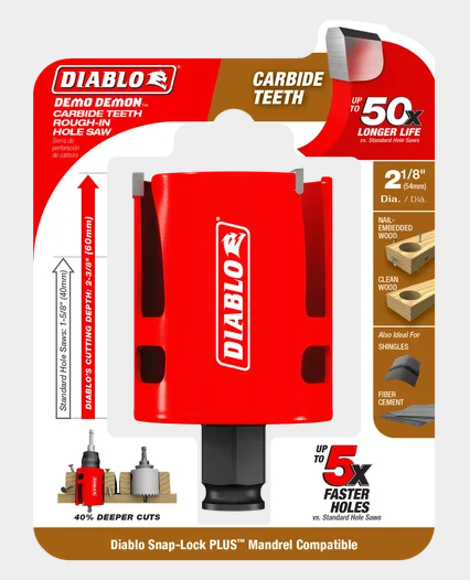 Diablo Tools DHS2125CTR 2-1/8" Demo Demon® Carbide Teeth Rough-In Hole Saw - Edmondson Supply