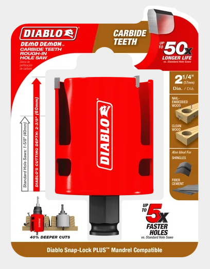 Diablo Tools DHS2250CTR 2-1/4" Demo Demon® Carbide Teeth Rough-In Hole Saw - Edmondson Supply