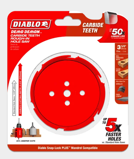 Diablo Tools DHS3625CTR 3-5/8" Demo Demon® Carbide Teeth Rough-In Hole Saw - Edmondson Supply