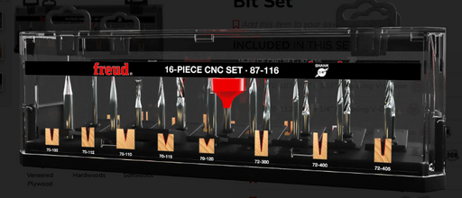 Freud 87-116 16 Piece CNC Router Bit Set - Edmondson Supply