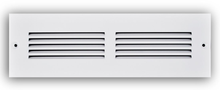 TRUaire 173TSW02X10 2" x 10", 2-Way, 1/3" Stamped Louver, Steel, Toe Space, White, Grille - Edmondson Supply