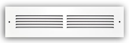 TRUaire 173TSW02X12 2" x 12", 2-Way, 1/3" Stamped Louver, Steel, Toe Space, White, Grille - Edmondson Supply