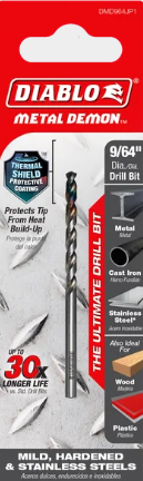 Diablo Tools DMD964JP1 9/64" Metal Demon™ Drill Bit for Mild, Hardened and Stainless Steels (2-pk) - Edmondson Supply