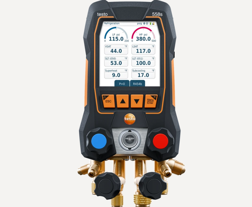 Testo 0564 5582 01 - 558s Smart Vacuum Kit - Smart digital manifold with wireless temperature and vacuum probes - Edmondson Supply