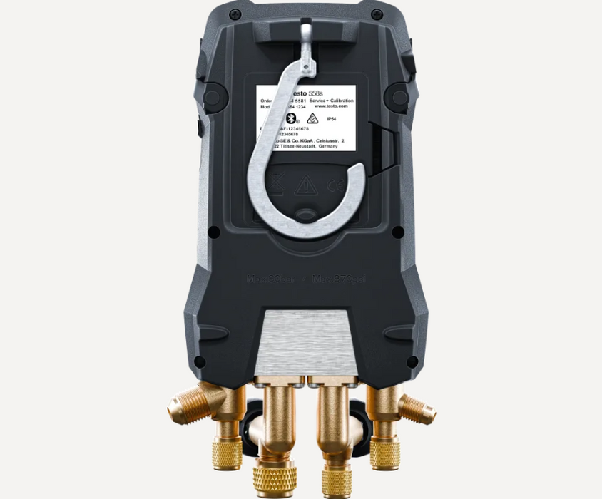 Testo 0564 5583 01 - 558s Smart Vacuum Kit with Filling Hoses - Smart Digital Manifold with Wireless Temperature and Vacuum Probes and 4-Hose Charging Set - Edmondson Supply