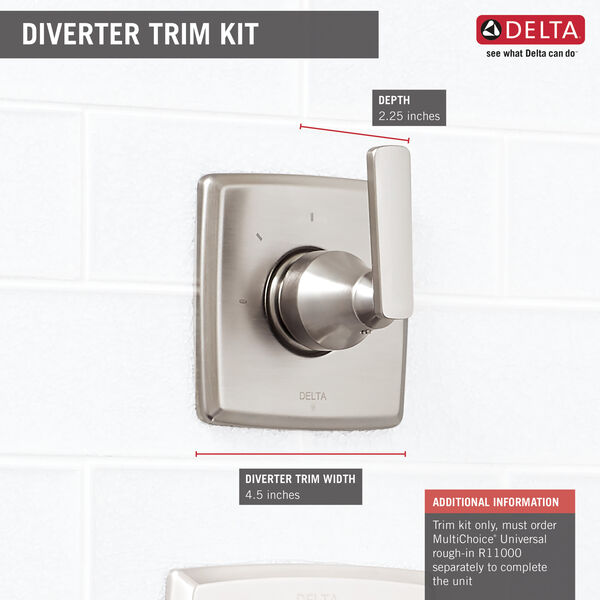 Delta Faucet T11864-SS ASHLYN™ 3-Setting 2-Port Diverter Trim In Stainless