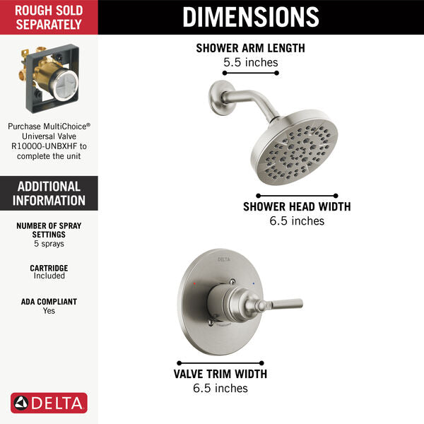 Delta Faucet T14235-SS SAYLOR™ Monitor® 14 Series Shower Trim In Stainless