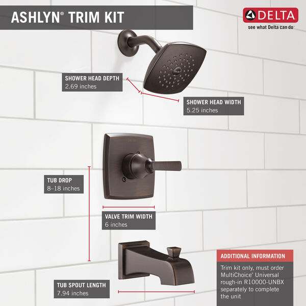 Delta Faucet T14464-RB ASHLYN™ Monitor® 14 Series Tub & Shower Trim In Venetian Bronze