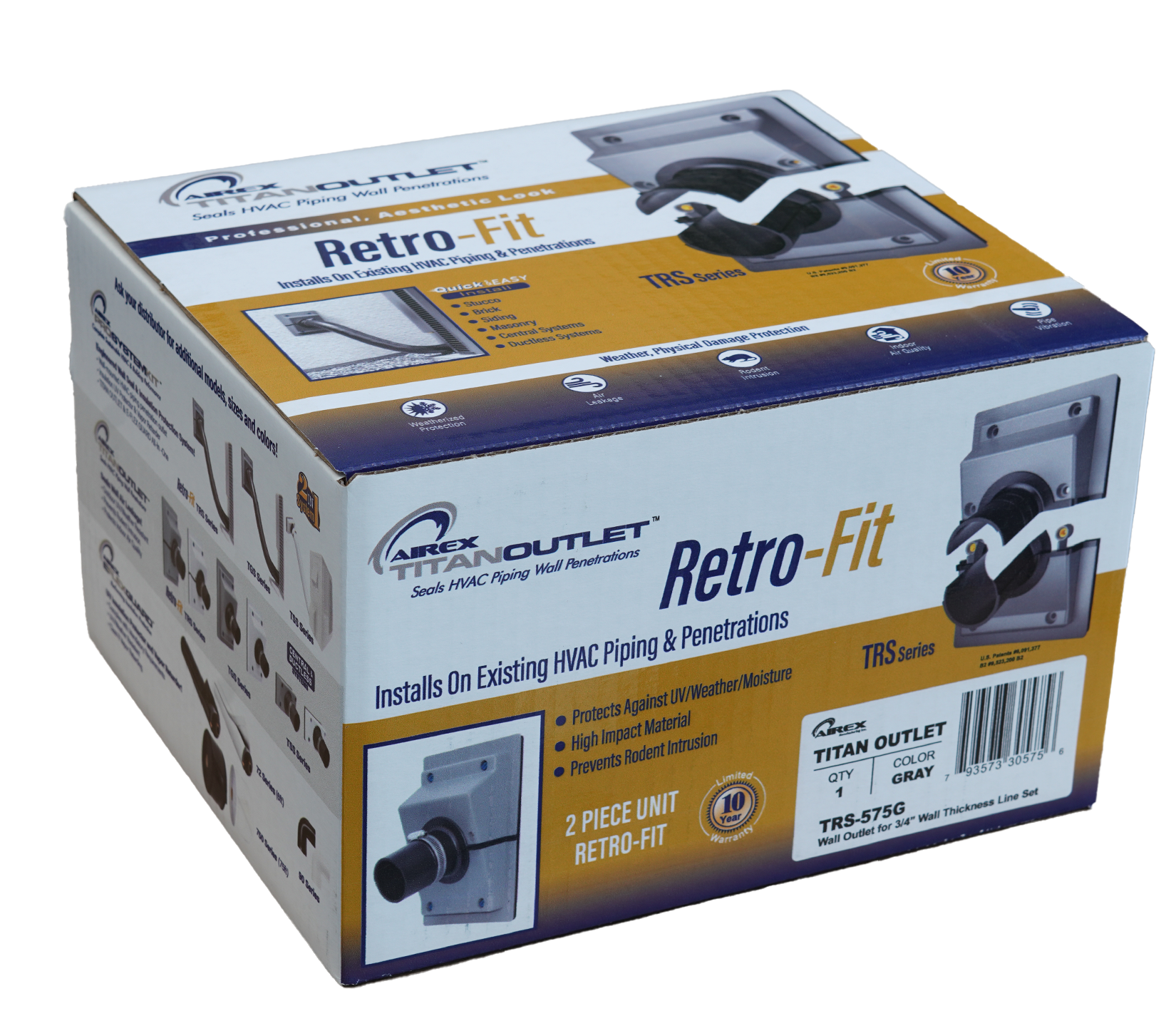 Airex TRS-575-G TITAN RETROFIT OUTLET for 5/8" - 7/8" Line Sets with 3/4" Wall Insulation, Gray - Edmondson Supply