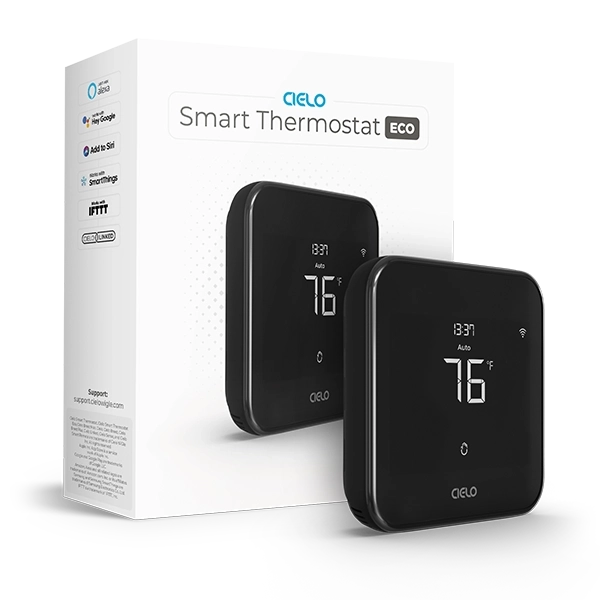 Cielo TE102WA Smart Thermostat Eco, up to 4 Heat/2 Cool, Black - Edmondson Supply