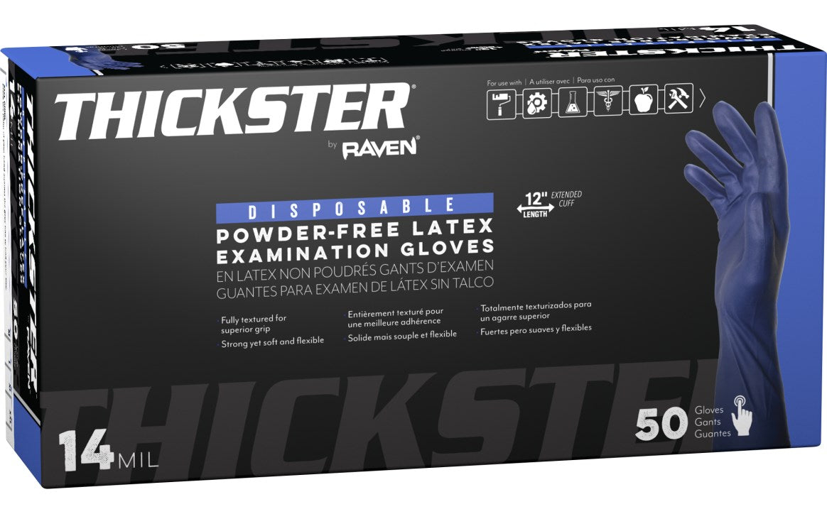 SAS Safety Corp 6603-20 Thickster® Powder-Free Exam Grade Latex Disposable Gloves - 14 Mil - 50PK - Size L - Edmondson Supply