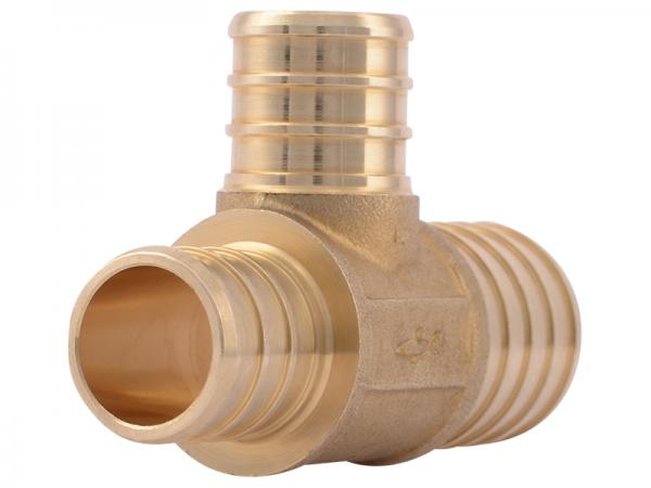 SharkBite UC414LF 1 in. x 3/4 in. x 3/4 in. Brass PEX Crimp Reducing Tee - Edmondson Supply