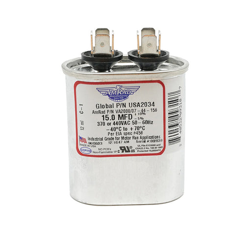 MARS USA2034 AmRad 15 MFD 370/440V Oval Motor Run Capacitor - Edmonson Supply