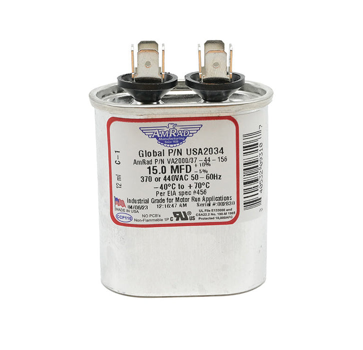 MARS USA2034 AmRad 15 MFD 370/440V Oval Motor Run Capacitor - Edmonson Supply