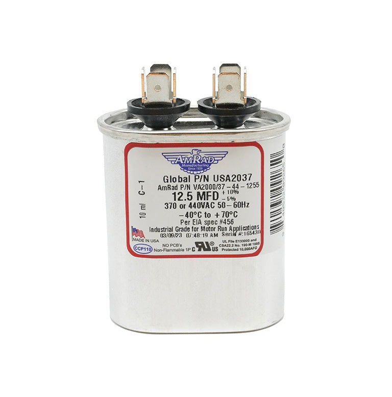 MARS USA2037 AmRad 12.5 MFD 370/440V Oval Motor Run Capacitor - Edmondson Supply