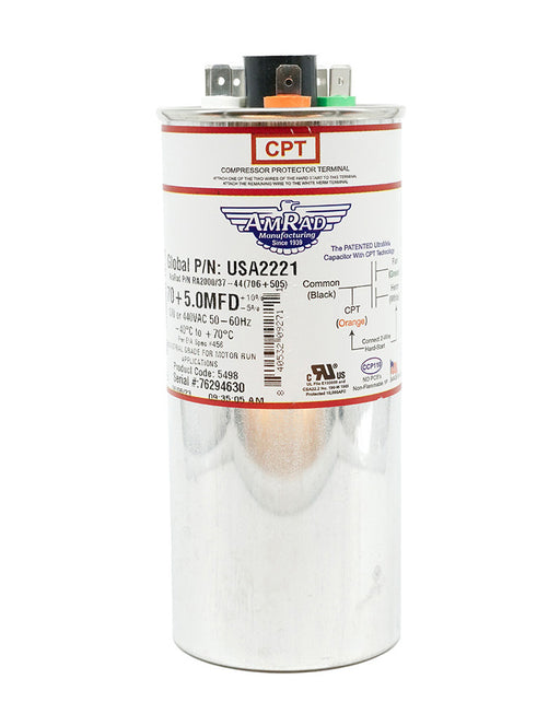 MARS USA2221 AmRad 70/5 MFD 370/440V Round Motor Dual Run Capacitor - Edmondson Supply