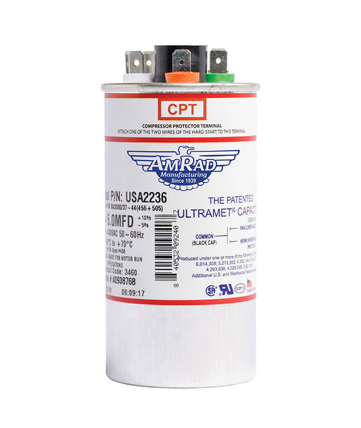 MARS USA2236 AmRad 45/5 MFD 370/440V Round Motor Dual Run Capacitor - Edmondson Supply