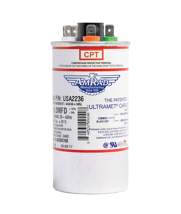 MARS USA2236 AmRad 45/5 MFD 370/440V Round Motor Dual Run Capacitor - Edmondson Supply