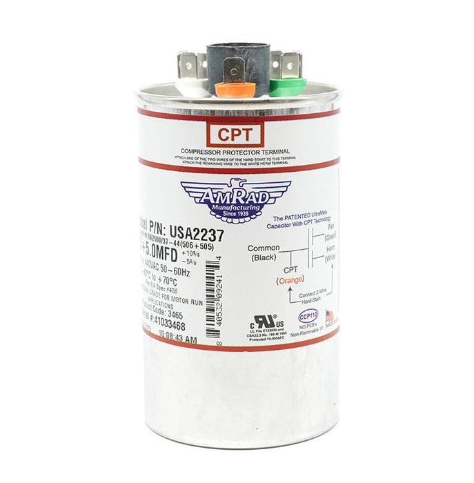 MARS USA2237 AmRad 50/5 MFD 370/440V Round Motor Dual Run Capacitor - Edmondson Supply