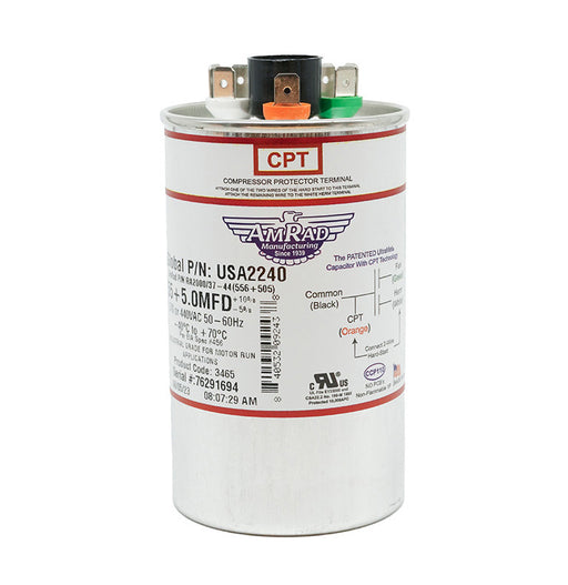 MARS USA2240 AmRad 55/5 MFD 370/440V Round Motor Dual Run Capacitor - Edmondson Supply