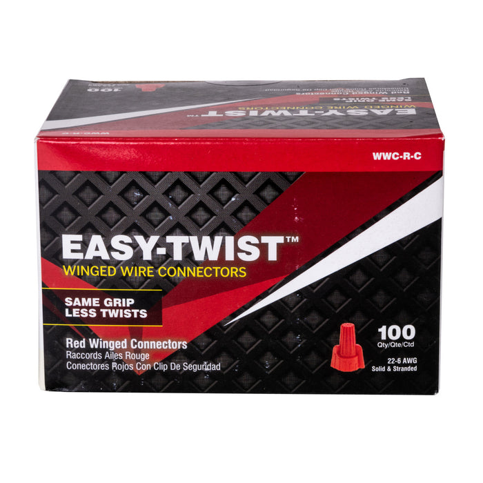 NSI Easy-Twist Red Winged Wire Connector with Quick-Grip Spring, 100 Carton - Edmondson Supply