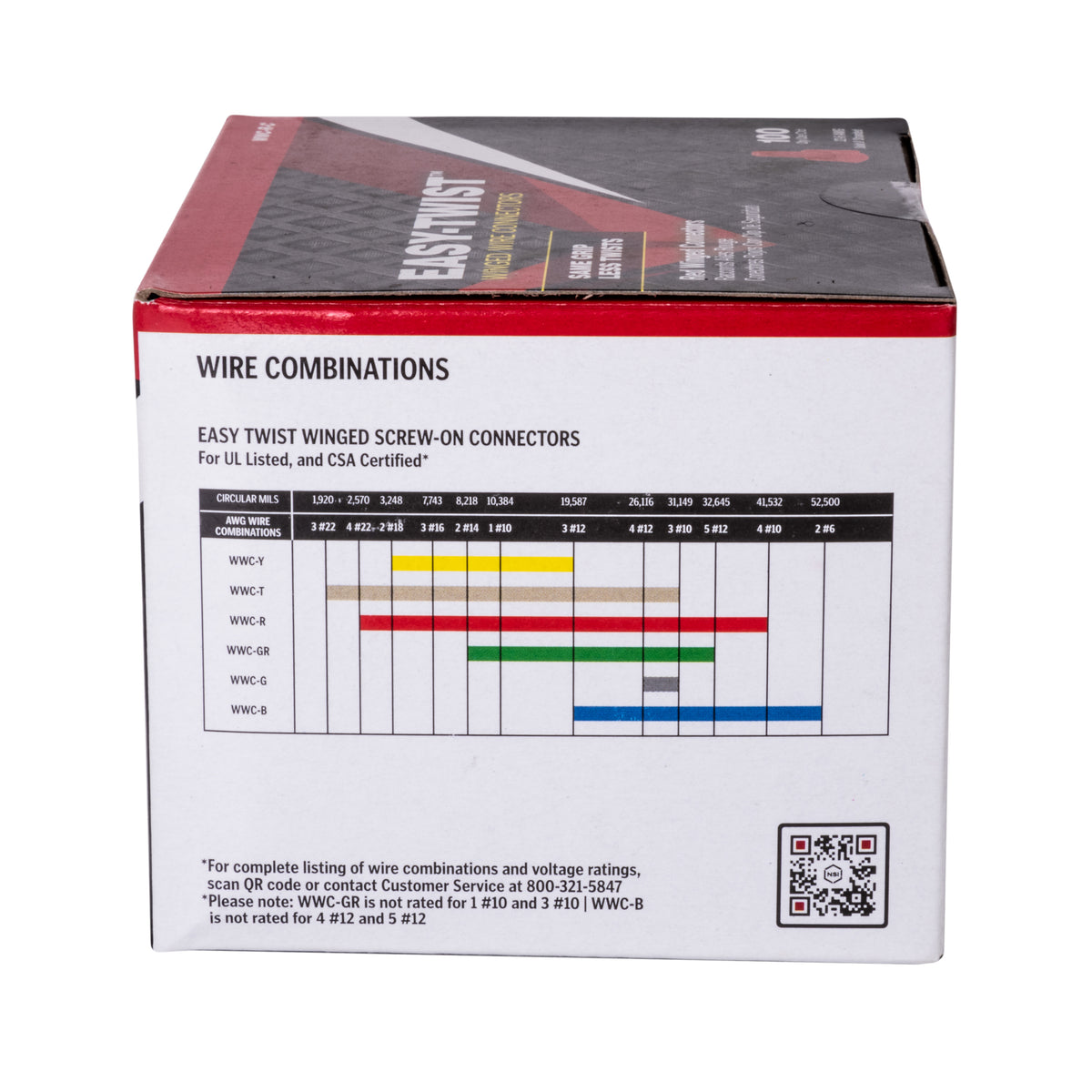NSI WWC-R-C Winged Red Easy Twist, 18-8 Awg - Carton of 100 - Edmondson Supply
