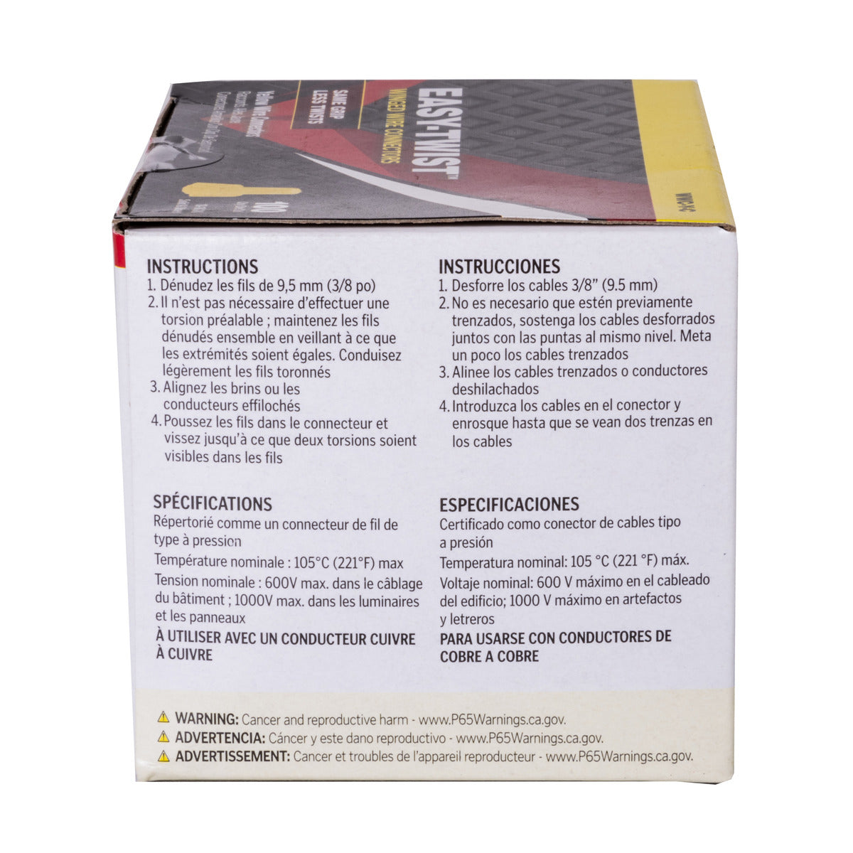 NSI Easy-Twist Yellow Winged Wire Connector with Quick-Grip Spring, 100 Carton