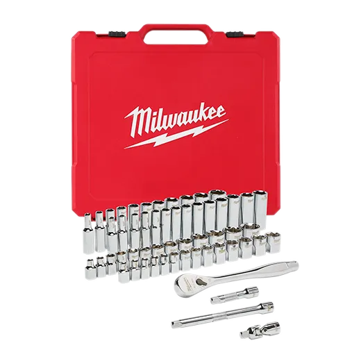 Milwaukee 48-22-9008 3/8" Drive 56pc Ratchet &amp; Socket Set - SAE &amp; Metric - Edmondson Supply