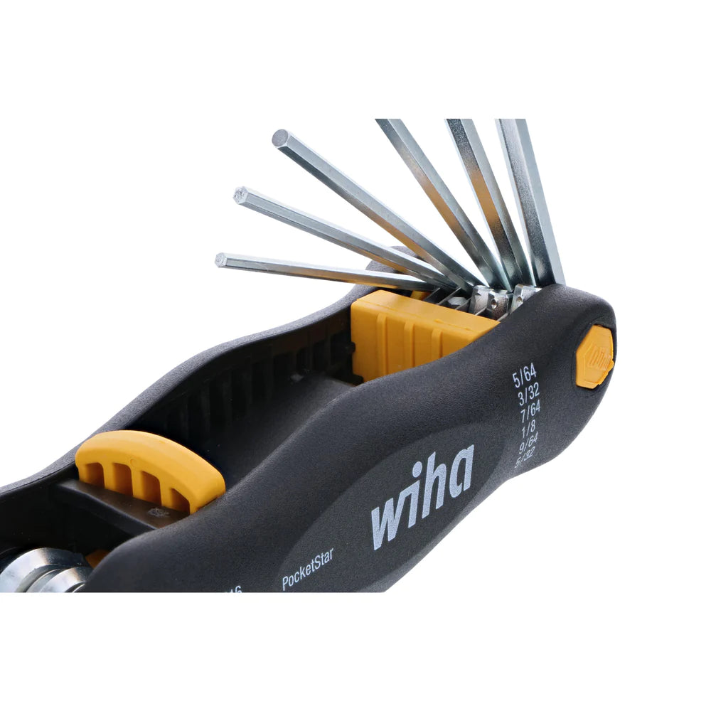 Wiha Tools 35197 9 Piece PocketStar Fold-Out Hex Key Set - SAE - Edmondson Supply