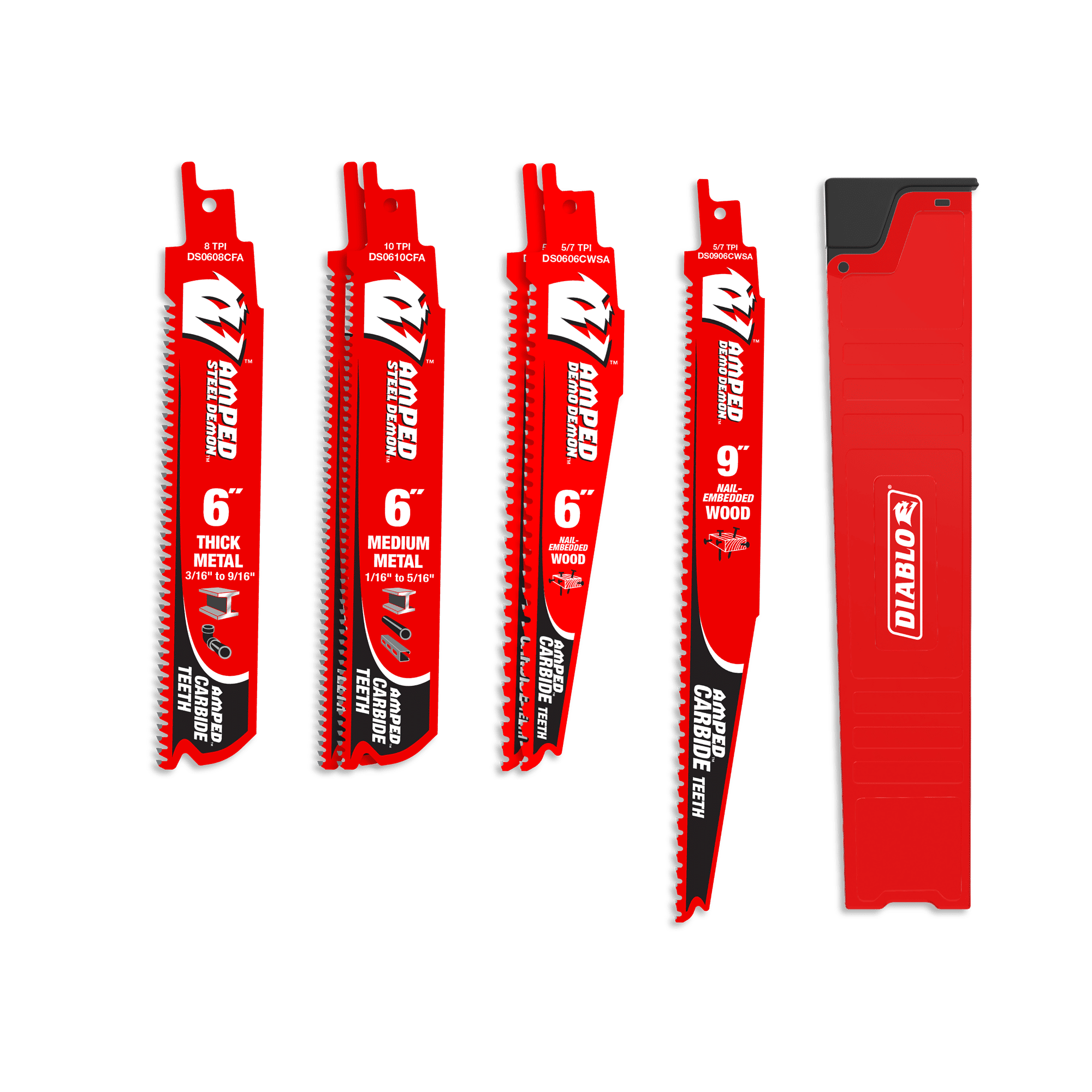Diablo Tools DS006SCA AMPED™ Demo Demon™ & Steel Demon™ Carbide Teeth Reciprocating Blade Set (6-pc) - Edmondson Supply