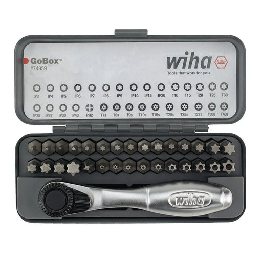 Wiha Tools 74959 32 Piece GoBox Master Torx Bit Set with Mini Ratchet - Edmondson Supply