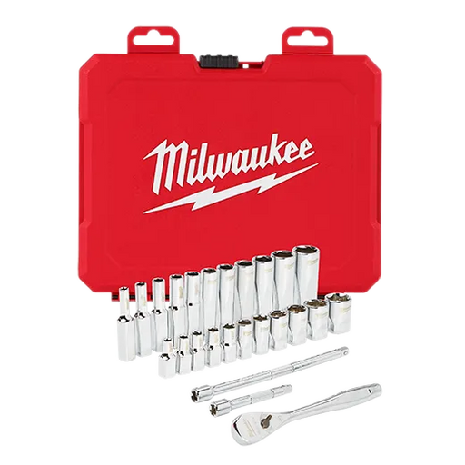 Milwaukee 48-22-9404 1/4" Drive 26pc Ratchet & Socket Set - SAE - Edmondson Supply