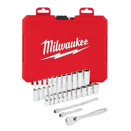 Milwaukee 48-22-9404 1/4" Drive 26pc Ratchet & Socket Set - SAE - Edmondson Supply