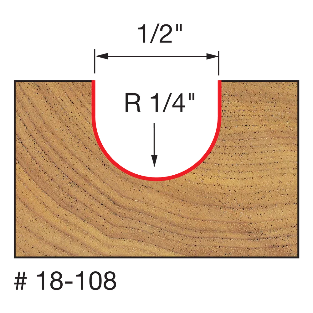 Freud 18-108 1/4" Radius Round Nose Bit - Edmondson Supply