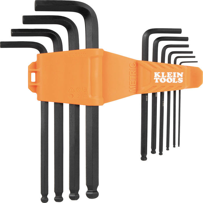 Klein Tools BLS10M Long Ball-End Hex Key Set, Metric, 10-Piece - Edmondson Supply