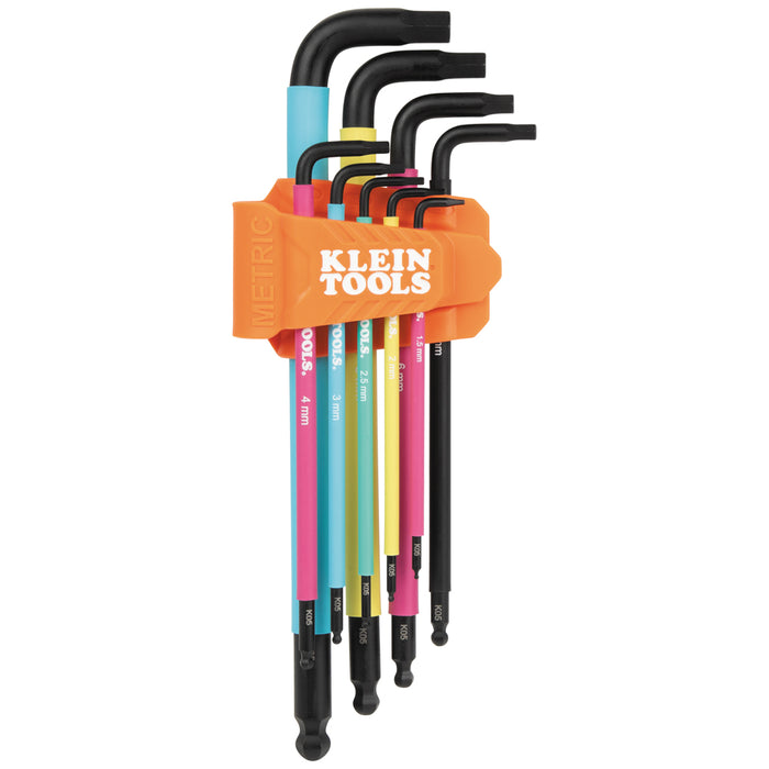 Klein Tools BLS9M Color Coded Extra-Long L Style Hex Key Caddy Set, Metric, 9-Piece - Edmondson Supply