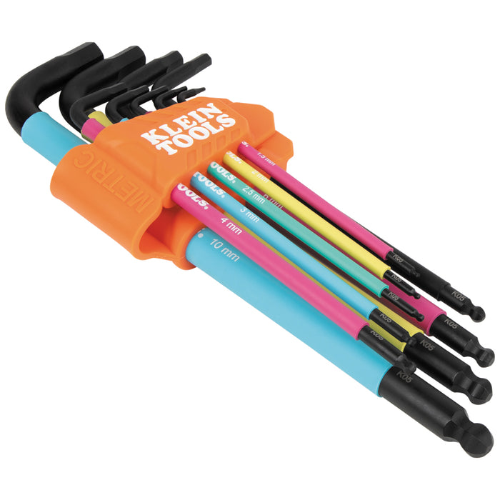 Klein Tools BLS9M Color Coded Extra-Long L Style Hex Key Caddy Set, Metric, 9-Piece - Edmondson Supply