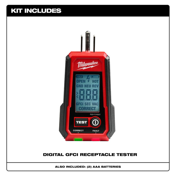 Milwaukee 2224-20 Digital GFCI Receptacle Tester - Edmondson Supply