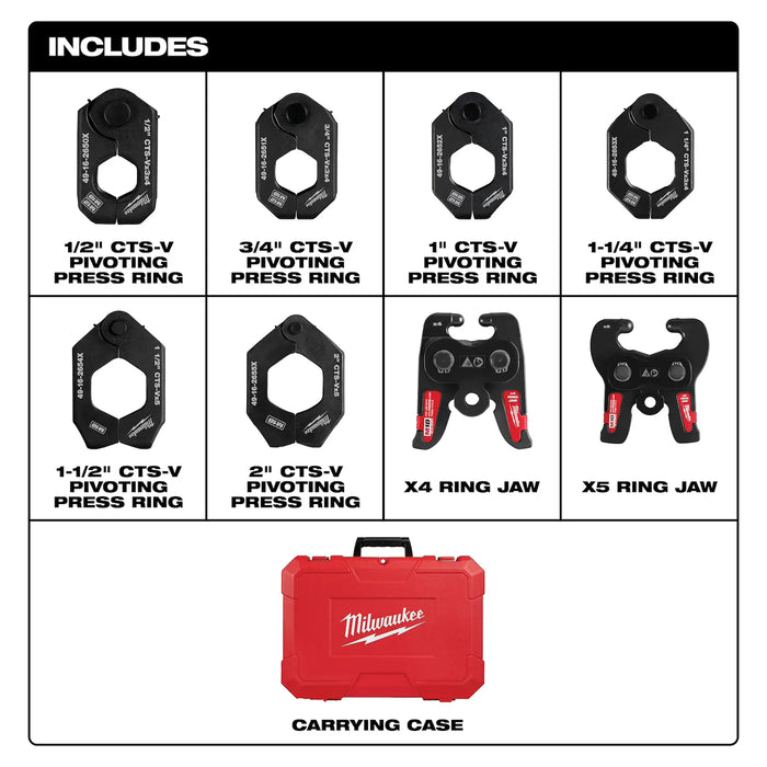 Milwaukee 49-16-2692X CTS-V Pivoting Press Rings Kits 1/2" - 2" - Edmondson Supply