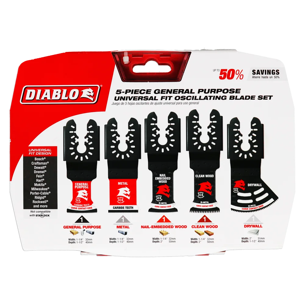 Diablo Tools DOU5S 5 pc Universal Fit General Purpose Oscillating Blade Set - Edmondson Supply