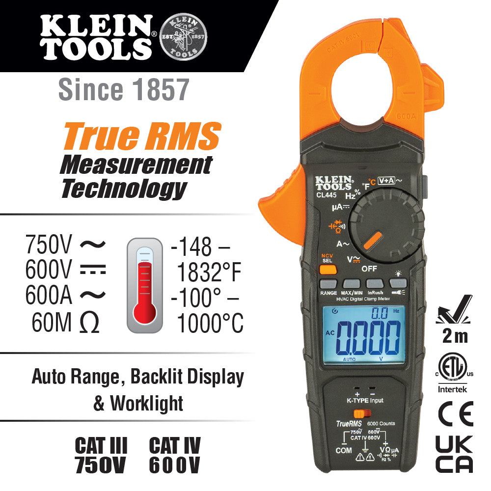 Klein Tools CL445 HVAC Clamp Meter - Edmondson Supply