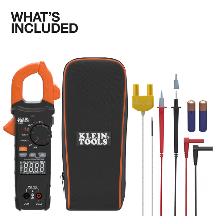 Klein Tools CL490 400A AC/DC Dual-Display Auto-Ranging Digital Clamp Meter - Edmondson Supply