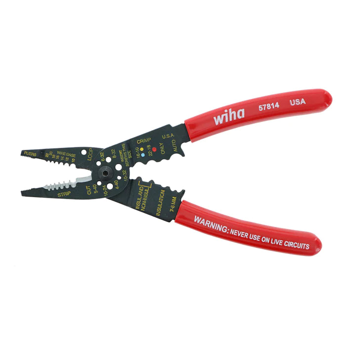 Wiha Tools 57814 Classic Grip Wire Combination Strippers/Crimpers Cutters 8.25" - Edmondson Supply