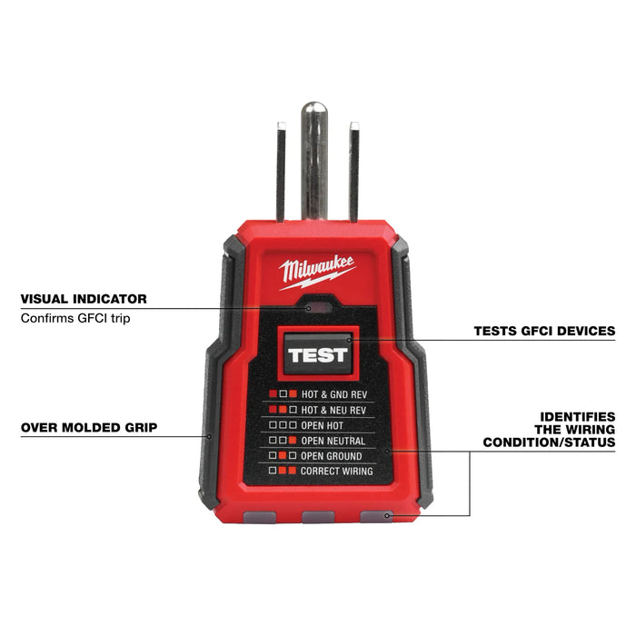 Milwaukee 2223-20 GFCI Receptacle Tester - Edmondson Supply