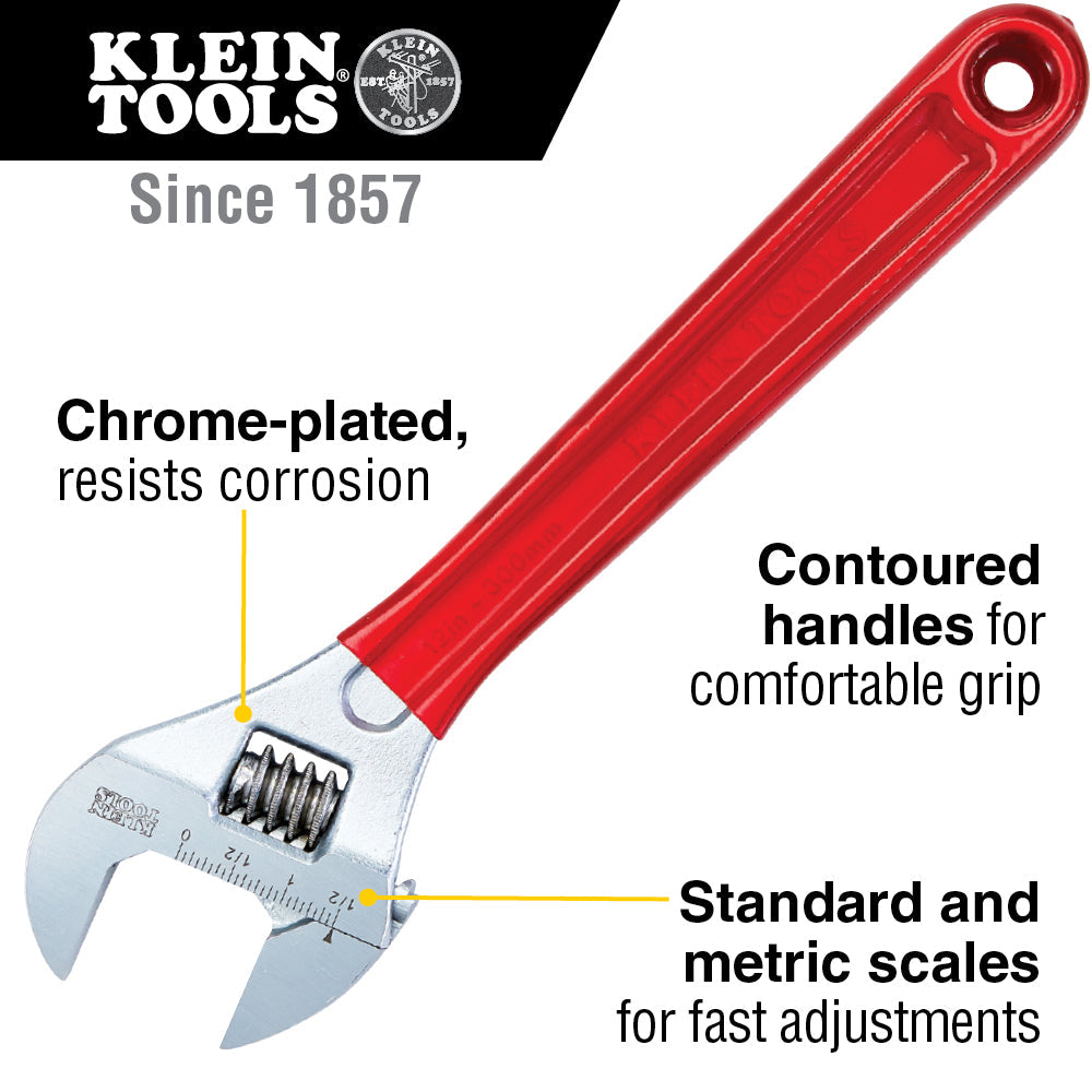 Klein Tools D507-12 Adjustable Wrench Extra Capacity, 12-Inch - Edmondson Supply