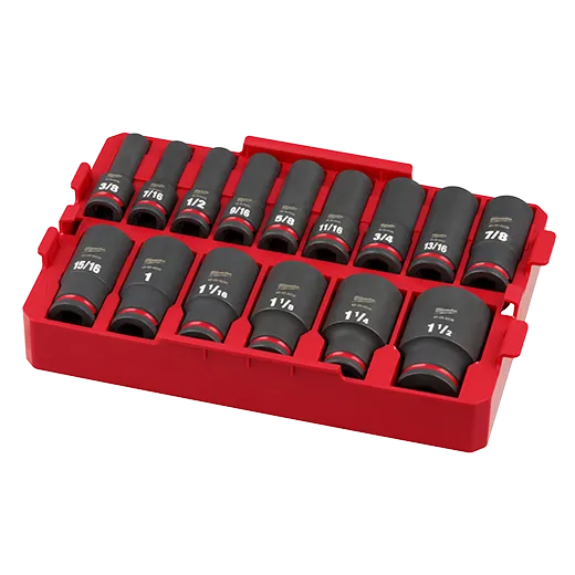 Milwaukee 49-66-6817 SHOCKWAVE Impact Duty™ Socket 1/2” Dr 15PC SAE TRAY Set - Edmondson Supply